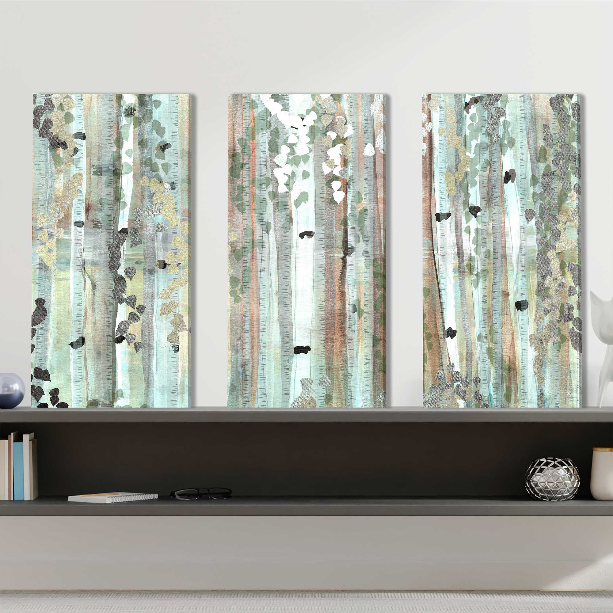 Loon Peak® Spring Birch Meadow - 3 Piece Wrapped Canvas Painting Set ...