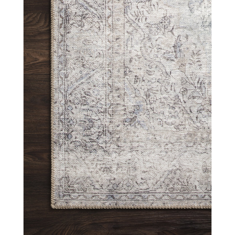 Dereck Oriental Silver/Slate Area Rug , Rectangle 3'6" x 5'6"