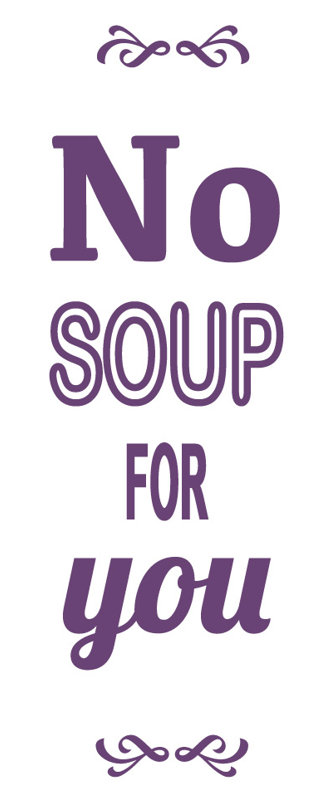Décalcomanie murale pas de soupe pour vous, Violet, H 24 po x l 7 po x P 0,01 po