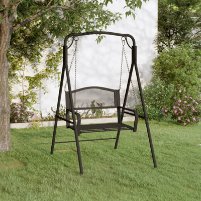 vidaXL Swing Bench Black Steel Medium Durable Swing Bench by VidaXL