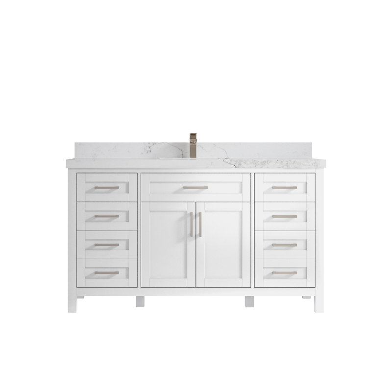 Ensemble de meuble-lavabo simple 60 po Graelyn Cambridge, 2 po Calacatta Nuvo