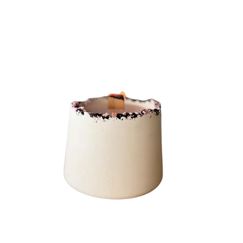 Hand-Poured Concrete Candle, Pink & White, 2.8 x 4.0 x 2.8 Inches | 100% Soya Wax, Long-Lasting Fragrance | Elegant Home Décor & Relaxation | Perfect for Gifts or Self-Care, Unique Design for Modern Spaces