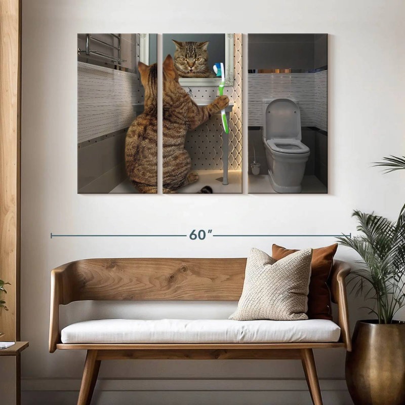 Ketti Cat With Toothbrush, 32" H x 50" W