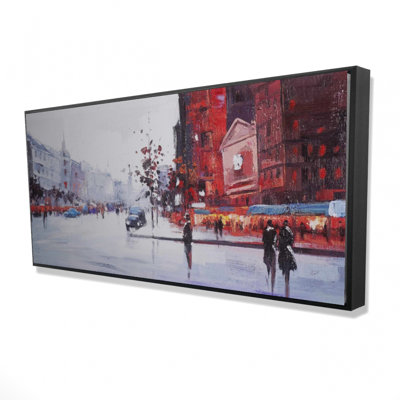 Black And Red Street Scene Print On Canvas