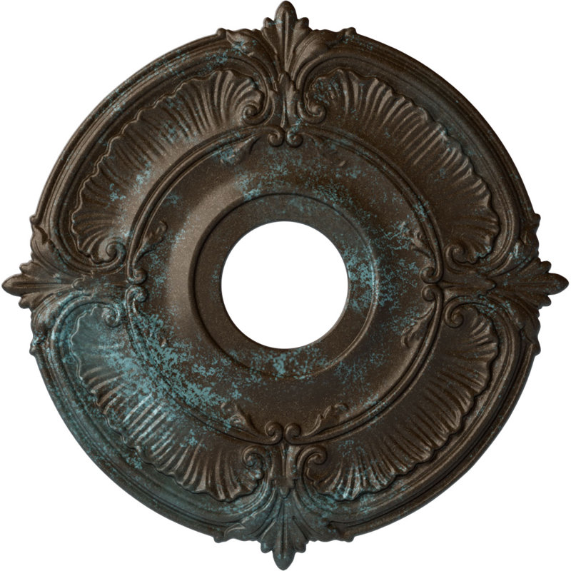 Endurathane Attica Ceiling Medallion, 18"OD x 4"ID x 5/8"P (Fits Canopies up to 5"), Hand-Painted Bronze Blue Patina Finish