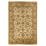 Hand Knotted Wool Oriental Area Rug in Ivvory And Gold