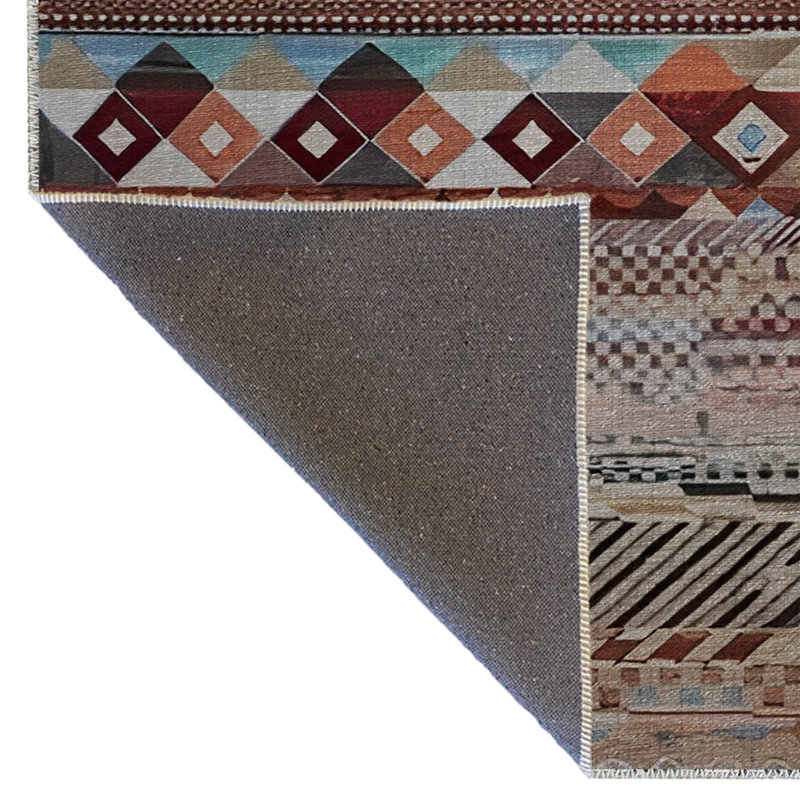 Multi-Colored Stripe Section Pyramid and Mixed Shape Patterned Modern Decorative Rug, Rectangle 4'3.18" x 6'2.8"
