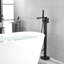 Robinet de baignoire autoportant noir mat - Robinet de salle de bain en laiton à fixation au sol avec poignée, poignée simple | Idée de cadeau