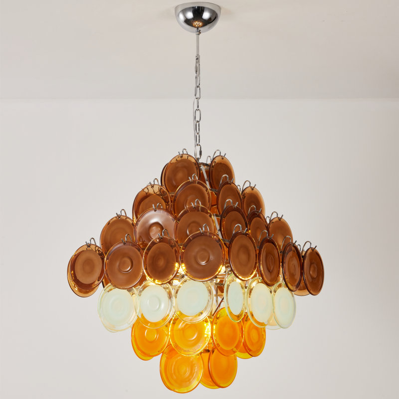 Luminaire suspendu 12 lumières en verre coloré