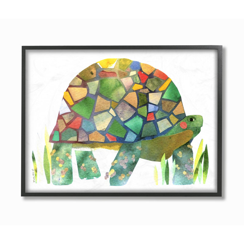 Art de la tortue découpée, Giclée encadrée noir minuit, H 14 po x l 11 po