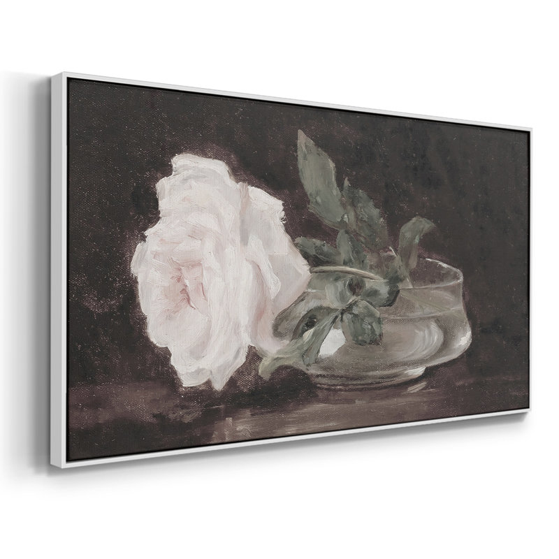 Botanical Series-CD XXXII - Toile tendue avec châssis encadré - Prêt à être accroché, H 21 po x l 41 po, Blanc