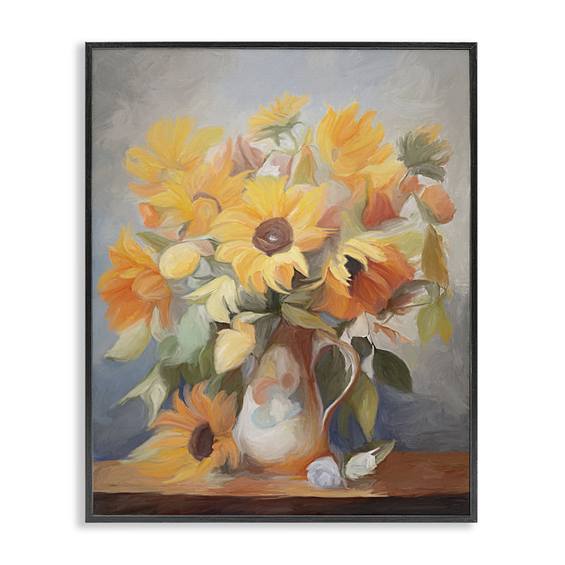 Tournesol vif par Ramona Murdock bg-185, Giclée encadrée noir minuit, H 14 po x l 11 po