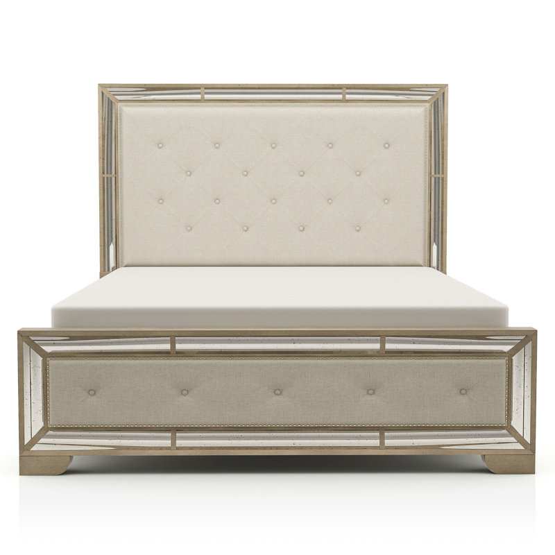 Frantz Button-Tufted Upholstered Panel Bed, Queen