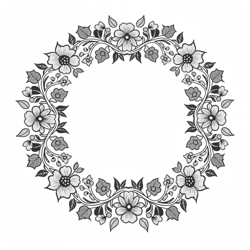 Coussins décoratifs double face à motif floral noir et blanc, 14 X 14 pouces