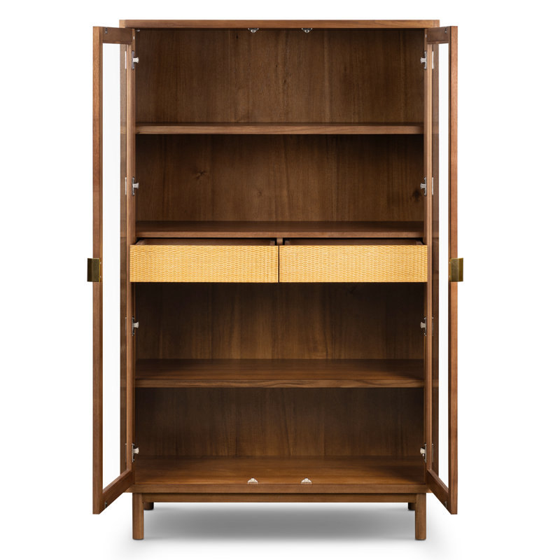 Armoire en bois d'acacia avec portes doubles en verre Nuvon