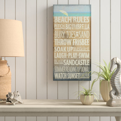 «Beach Rules» par Art Licensing Studio - reproduction d'art textuel sur toile