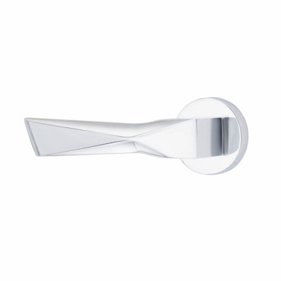 1 Set Modern Aura Design Premium Door Handles on Round Rose in Polished Chrome with 2.5" Latch and 1 Pair of Ball Bearing Hinges