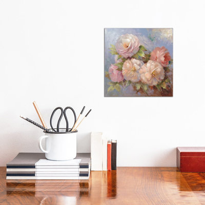 Roses On Blue III by Peter McGowan - Wrapped Canvas Print