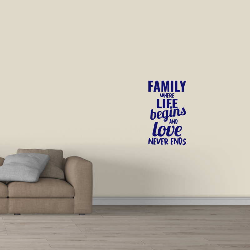 Décalcomanie murale family where life begins, Bleu marine