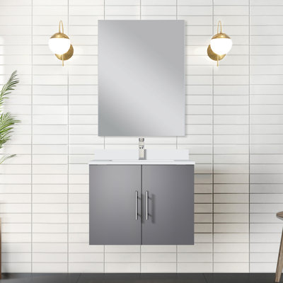 Dark Grey Bath Vanity 24 In. W X 22 D - 18 Mirror Rich Storage Commences Fully Assembled Ample Possibilities