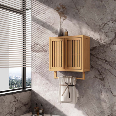 Rangement mural pour toilette en bambou