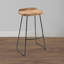 Tabouret de bar sans dossier fabriqué à la main Tiva, siège de selle en bois de manguier-88117279-88117280