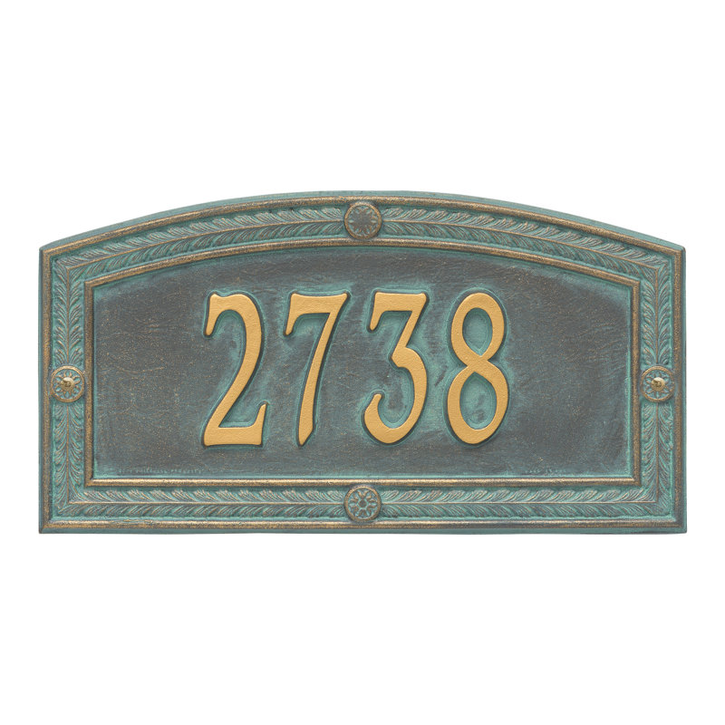 Plaque d'adresse murale standard personnalisée 1 ligne, Bronze, vert-de-gris, Oui