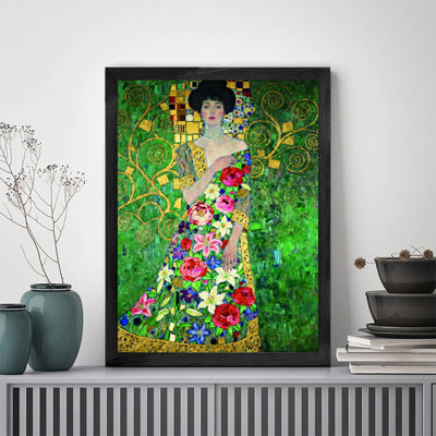 Black Framed Vintage Flower skirt women Wall Art Retro Style Framed Prints