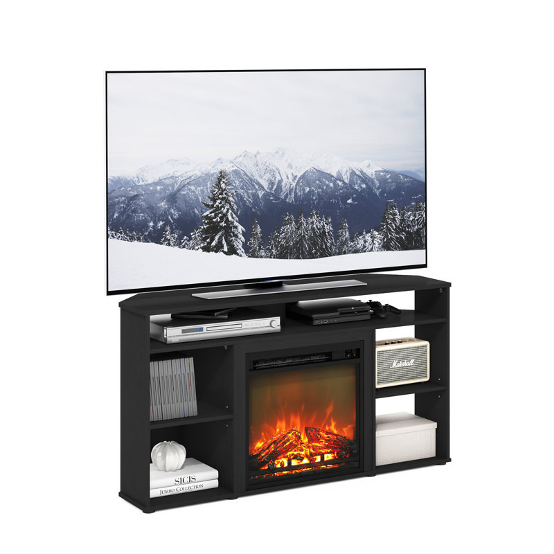 46.54'' W Corner Storage Credenza with Electric Fireplace, Black