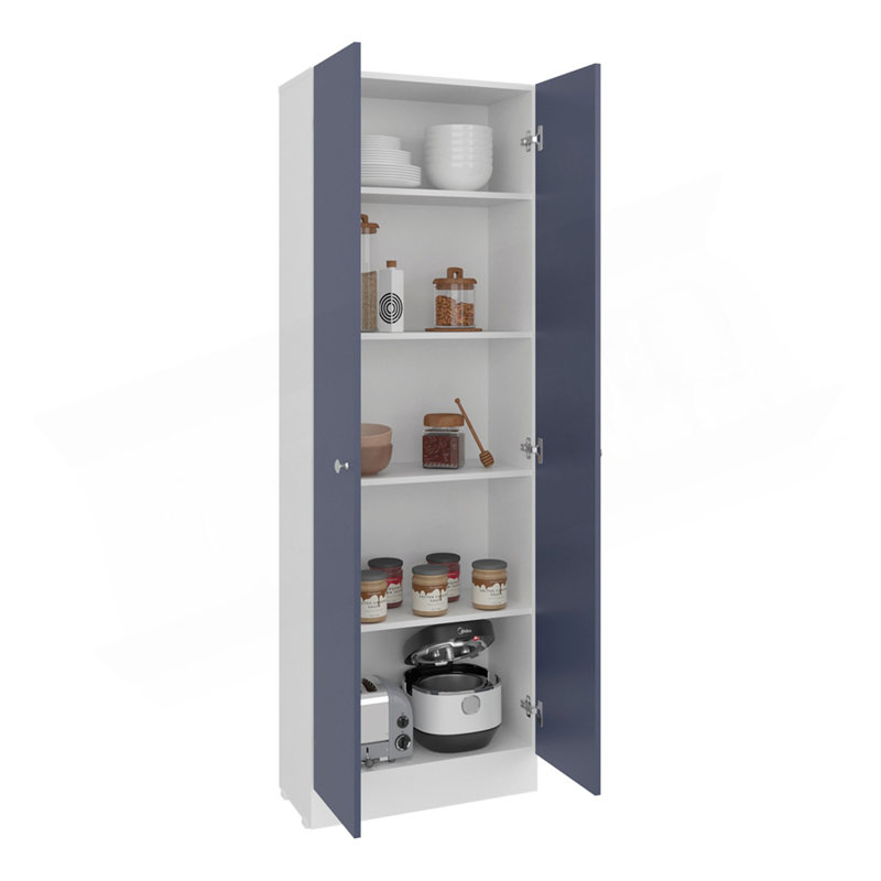 Armoire de rangement à plusieurs étages avec cinq tablettes de rangement et deux portes, solution de rangement et d'organisation pour la cuisine