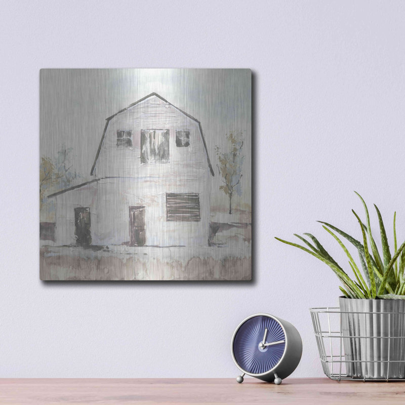 «White Barn VI» par Chris Paschke, August Grove®, art mural en métal, 36 po x 36 po, H 12 po x l 12 po