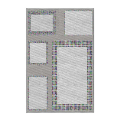 Tapis décoratif gris à motif géométrique Rosenblatt