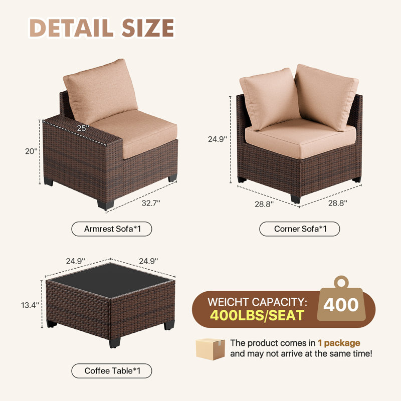 Balancelle pour 2 personnes avec coussins, Beige, Brown