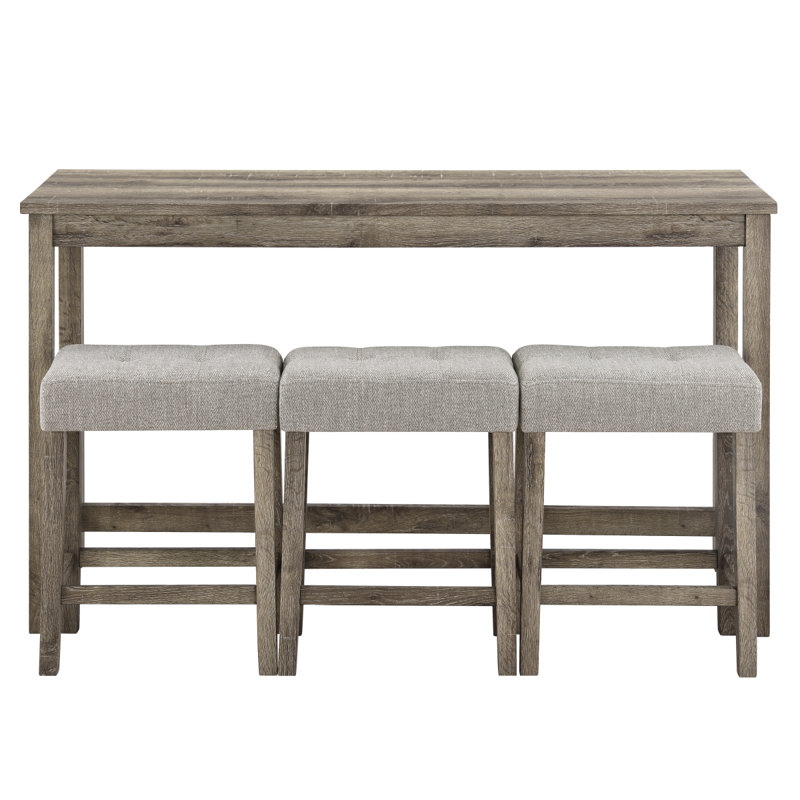 Ensemble de table de bar avec prise de courant, ensemble de table de bar et de chaises, ensemble de table de salle à manger 4 pièces, ensemble de table de petit déjeuner industriel, pour salon, salle à manger, salle de jeux,