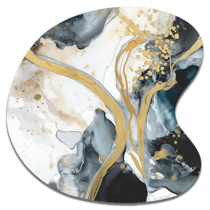 Art mural Garofalo - forme unique en marbre, impression asymétrique dorée sur métal, H 27 po x l 27 po