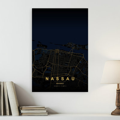 Nassau Bahamas Map Geometric Modern Abstract City Ocean Wall Art