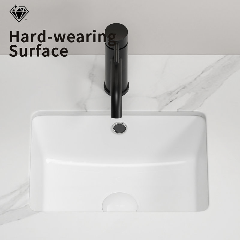 16 Inch Rectangle Undermount Bathroom Sink Under Counter Vanity Sink Opening Size White Porcelain Basin Sink Para Baños