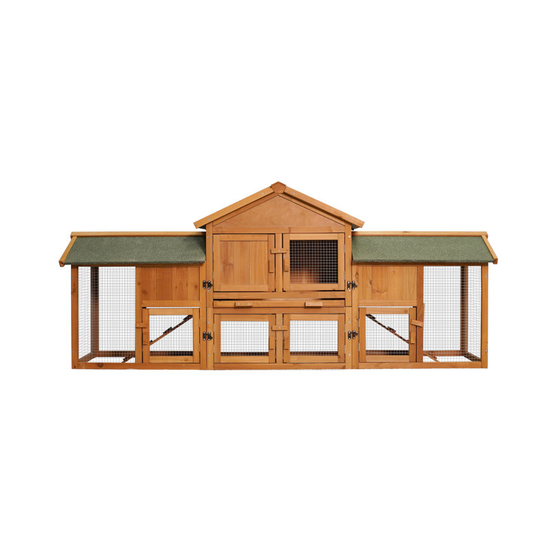Grande cage de 79,5 po avec 2 couloirs, idéale pour les petits animaux de compagnie, plateau amovible, toit imperméable à deux niveaux, abri pour animaux, cage de cochon d'Inde, habitat