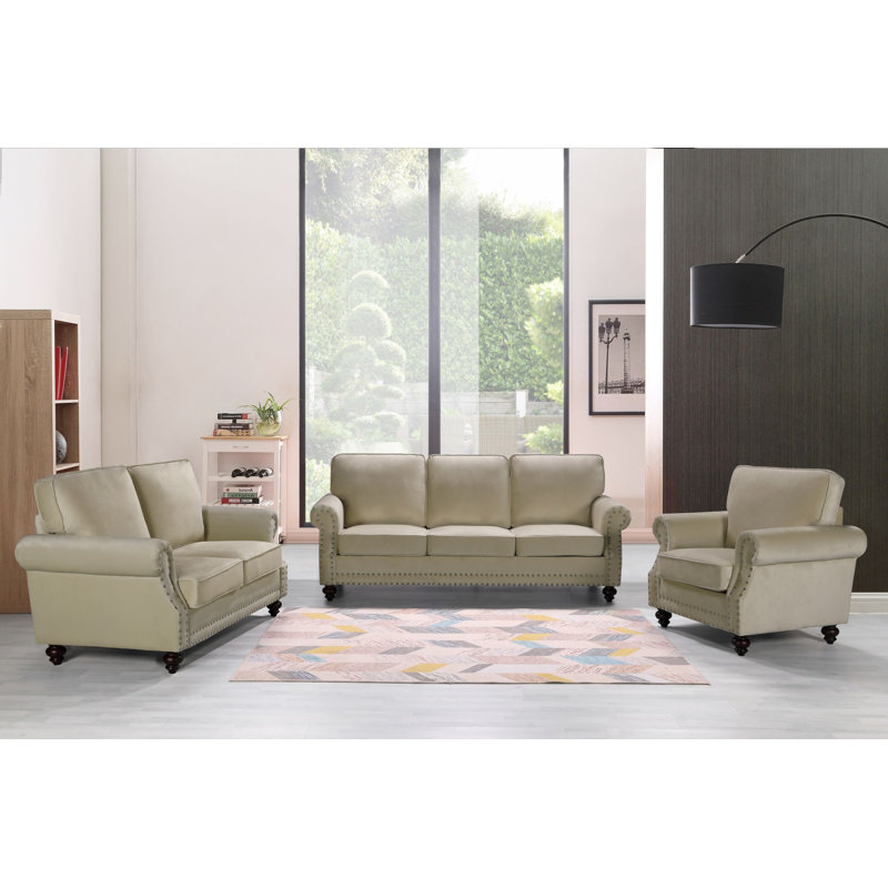 Mitja 3 - Piece Velvet Living Room Set, Beige