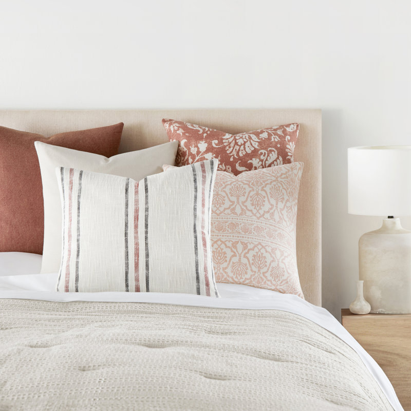 Housse et insert de coussin décoratif en coton, Rose
