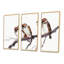 Trois moineaux sur une branche - ensemble d'art mural sur toile traditionnel encadré de 3-1063952634-1063952614