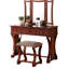 Meuble-lavabo de chambre à coucher avec tabouret, miroir pliable et tiroirs, couleur cerise, meuble-lavabo moderne en placage de style rustique, tabouret inclus, pièce de couleur