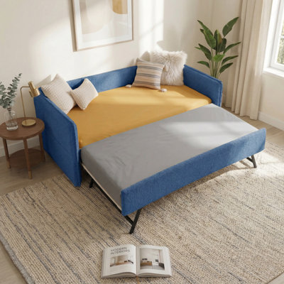 Lit de jour rembourré avec couchette Boucle, canapé-lit 3 en 1 Boucle pour le salon, la chambre à coucher et la chambre d'amis