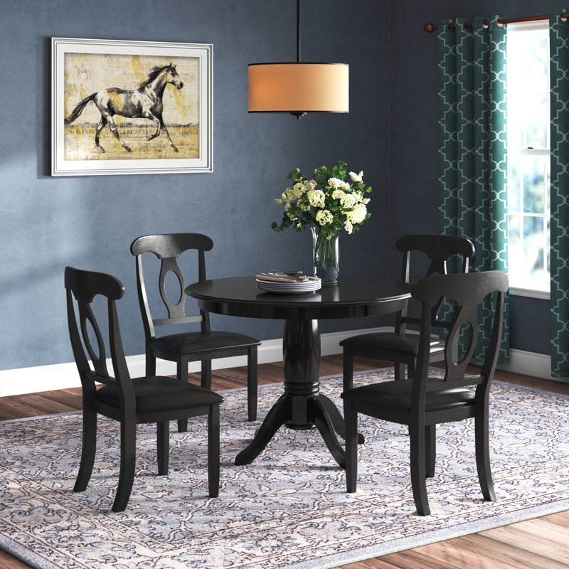 Duquette 4 - Person Pedestal Dining Set, Black