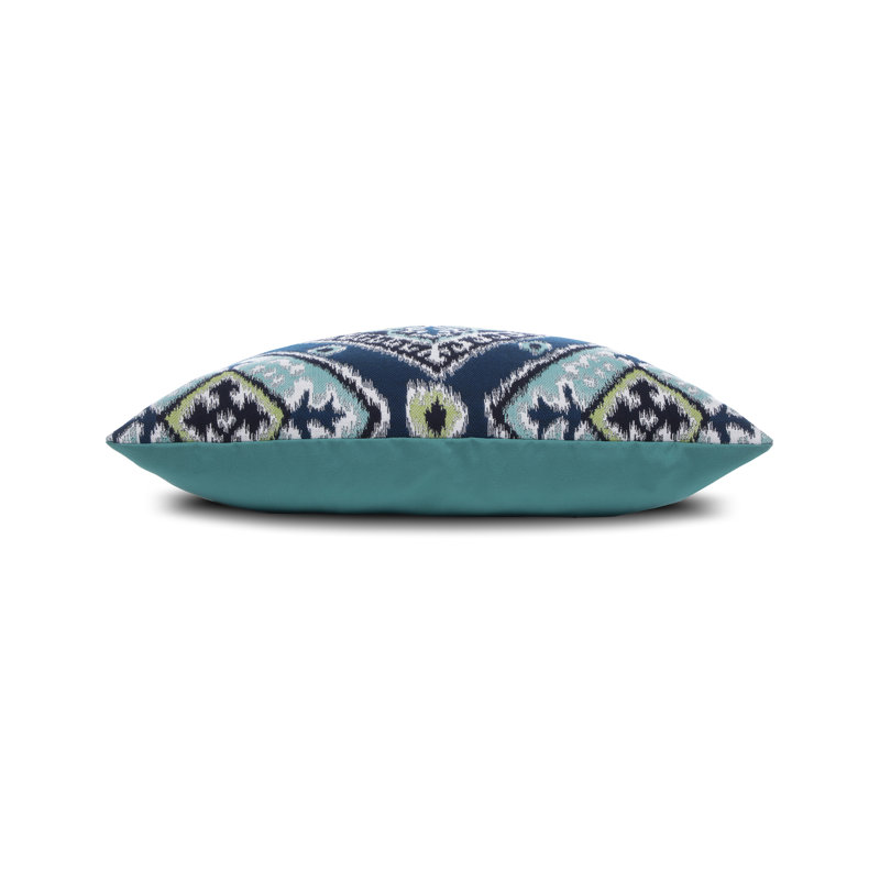Ikat Diamond Outdoor Square Sunbrella® Pillow Cover & Insert, Peacock, Rectangle 12"H x 20"W