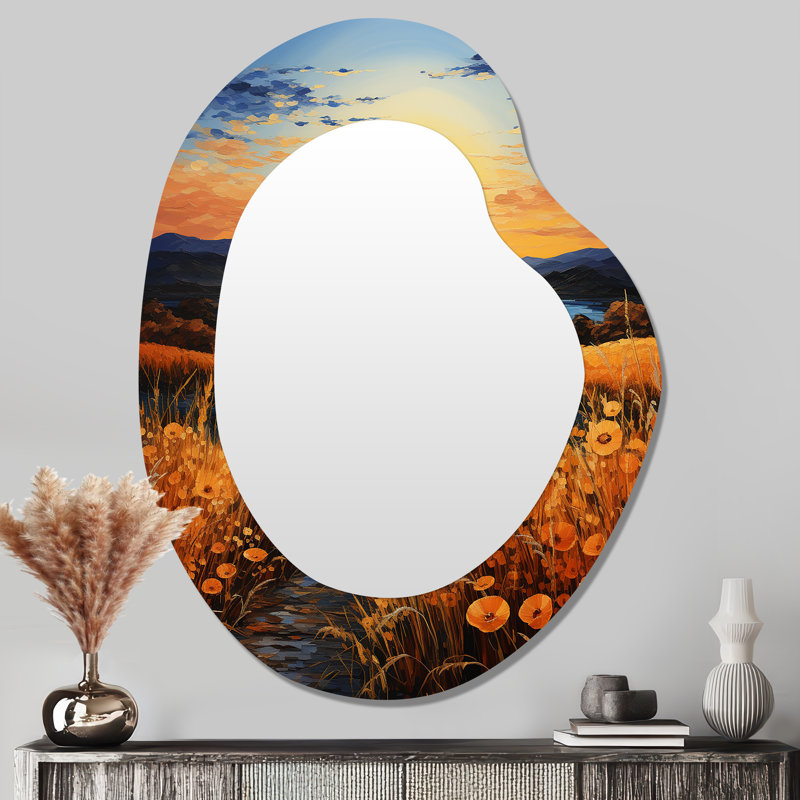 Miroir mural asymétrique traditionnel Vangogh Harvest Time In The Wheat Fields I - Vangogh