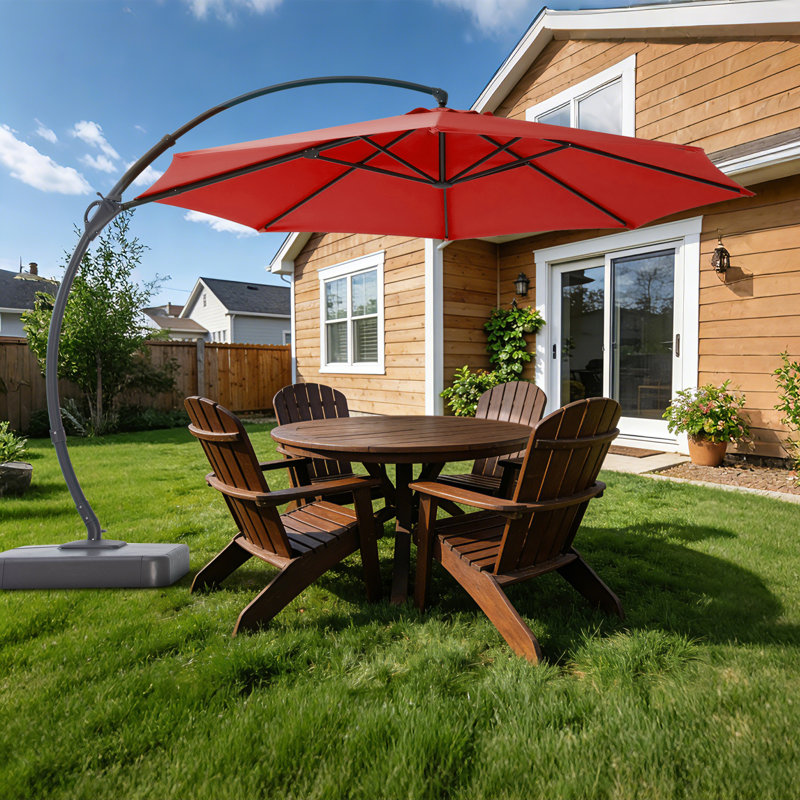  Parasol de patio décalé 11 pi avec base Yardgrace, rotation à 360 ° et inclinaison réglable, résistant aux rayons UV et à l'eau