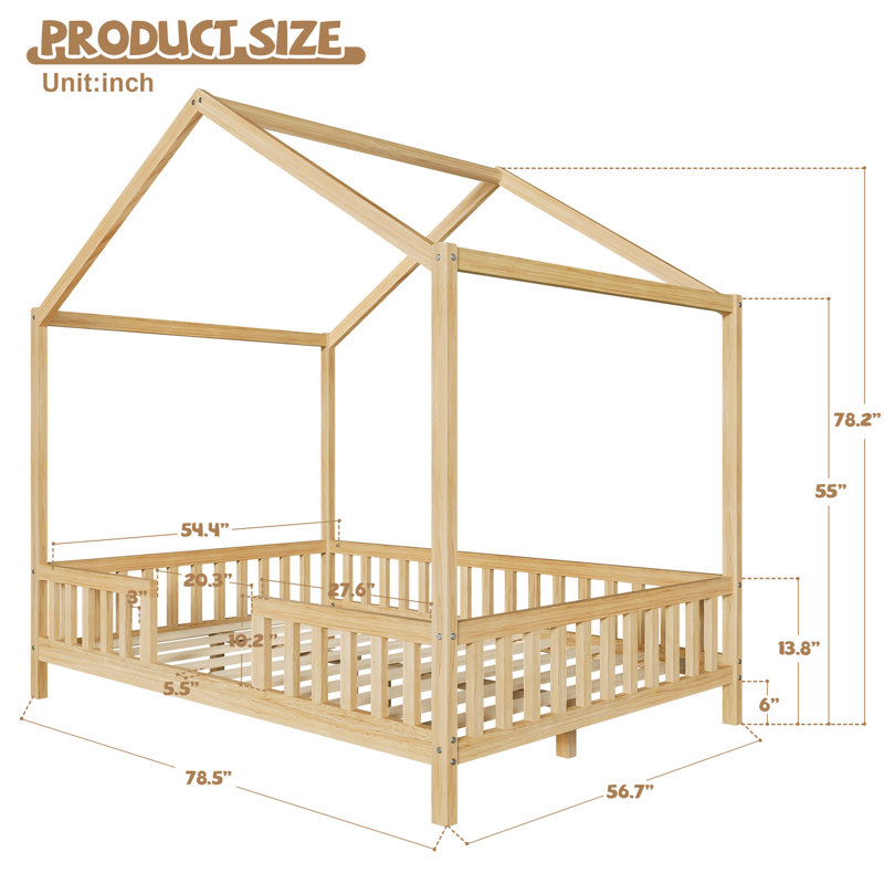 Lit double Montessori, Naturel, Lit double