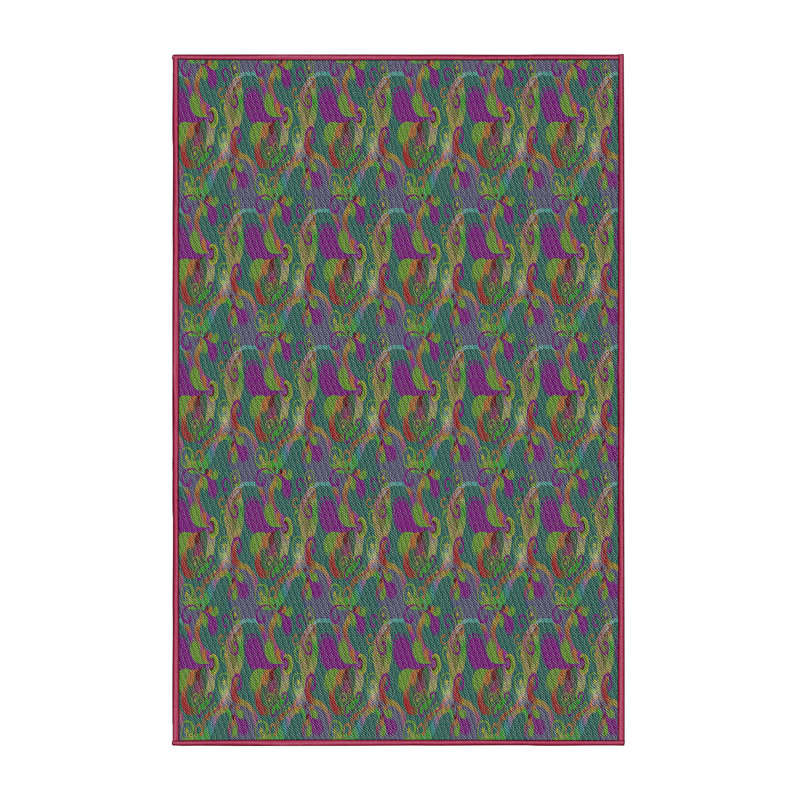 Tapis gris / brun en laine / polyester tissé à la machine Ikat, Rectangle 8 pi x 10 pi