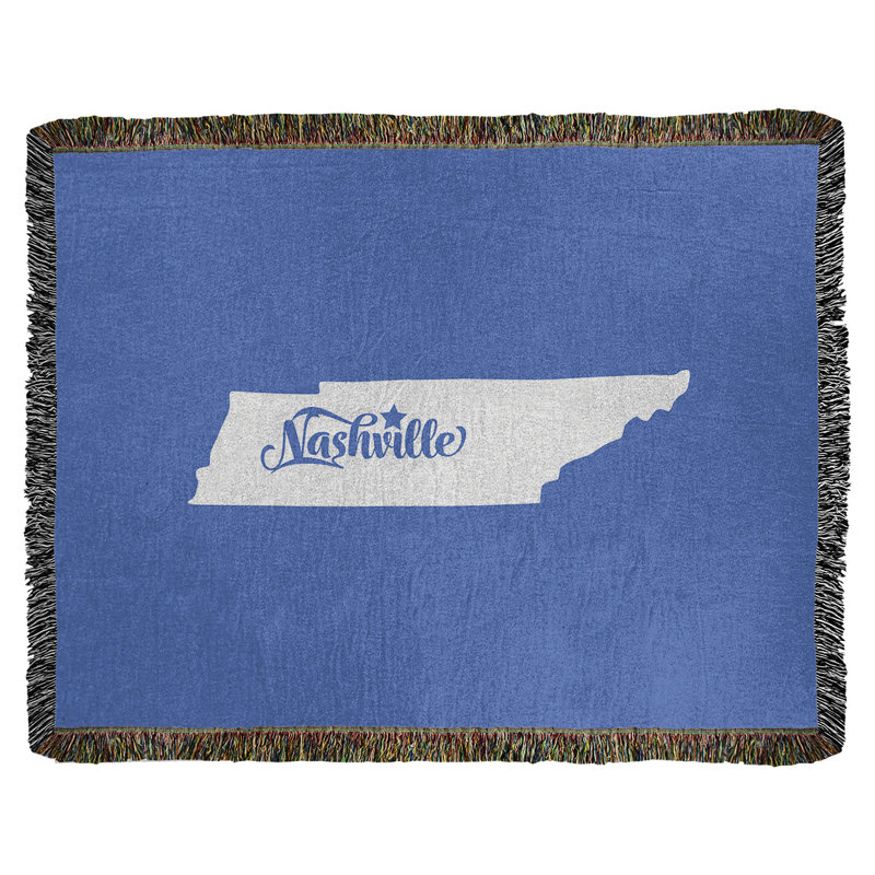 Jeté en coton tissé tennessee nashville, l 50 po x L 60 po, Bleu